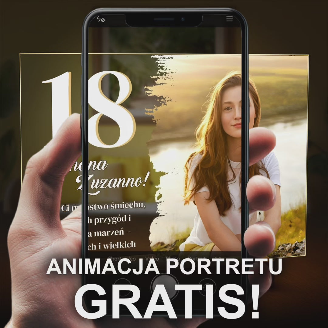 Na 18 urodziny - druk na szkle, portret z Twojego zdjęcia