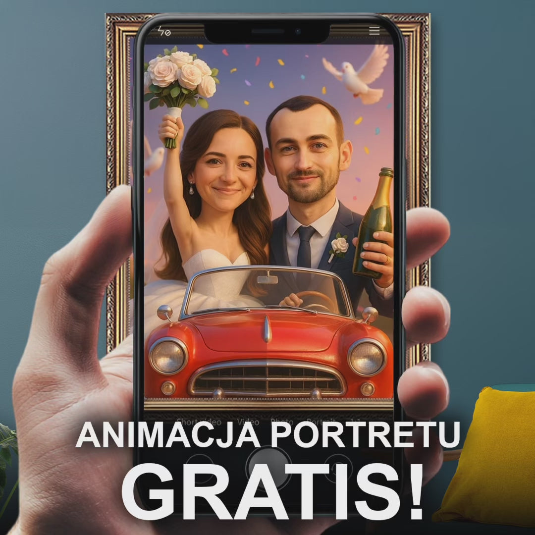 Image of Portret nowożeńców w stylu karykatury - obraz na płótnie z Twojego zdjęcia