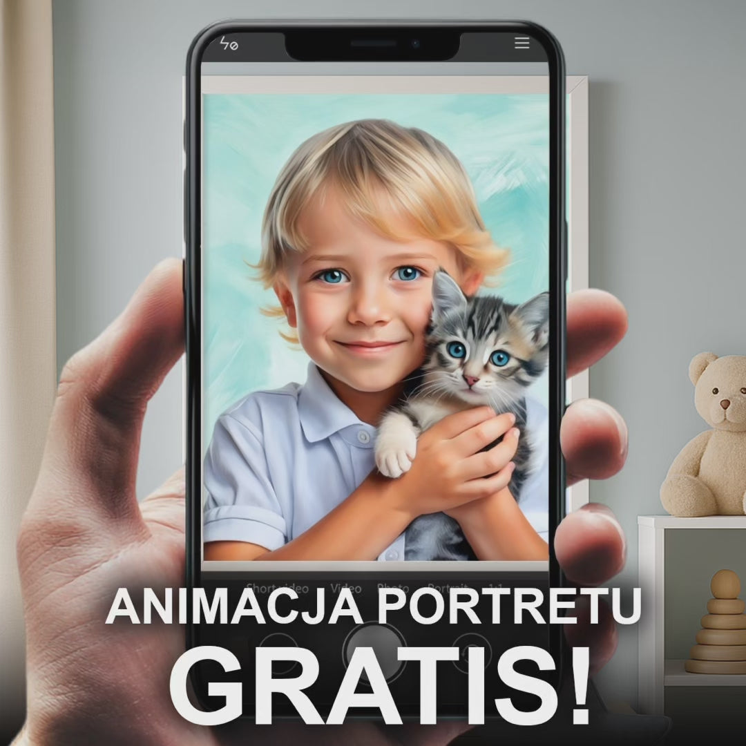 Image of Chłopiec z kotem - obraz na płótnie z Twojego zdjęcia