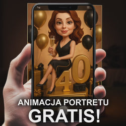 Image of Karykatura na 40. - druk na szkle, portret z Twojego zdjęcia