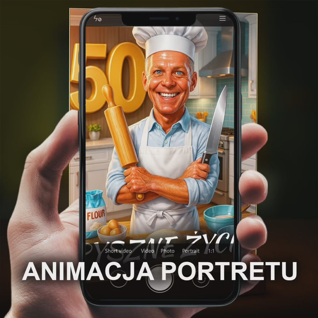 Image of Portret kucharza na 50. - druk na szkle, portret z Twojego zdjęcia