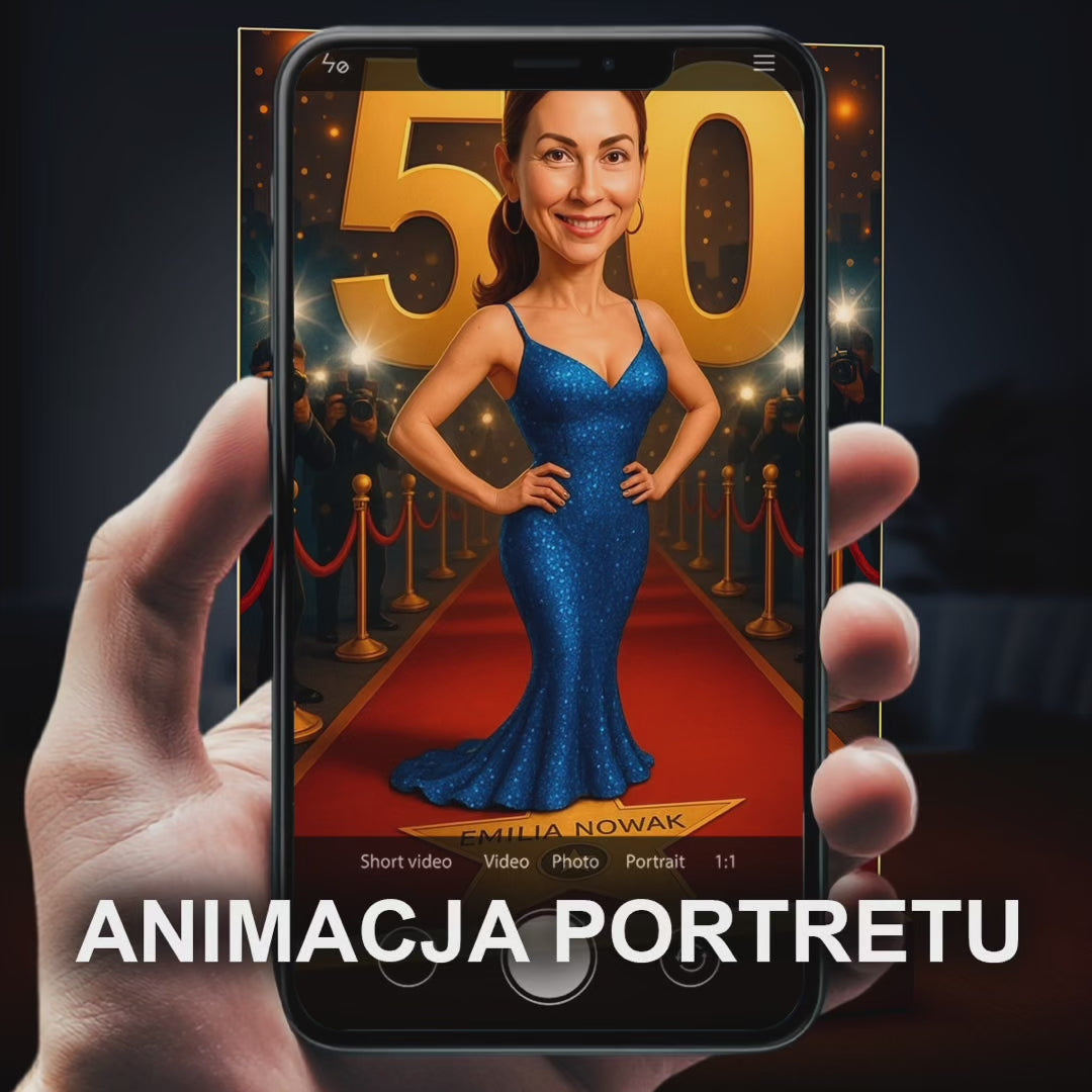 Image of Karykatura na 50. - druk na szkle, portret z Twojego zdjęcia