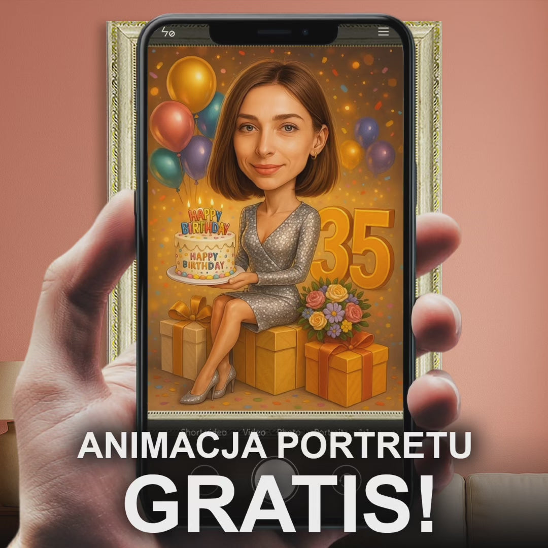 Image of Karykatura na jej 35 urodziny - obraz na płótnie z Twojego zdjęcia
