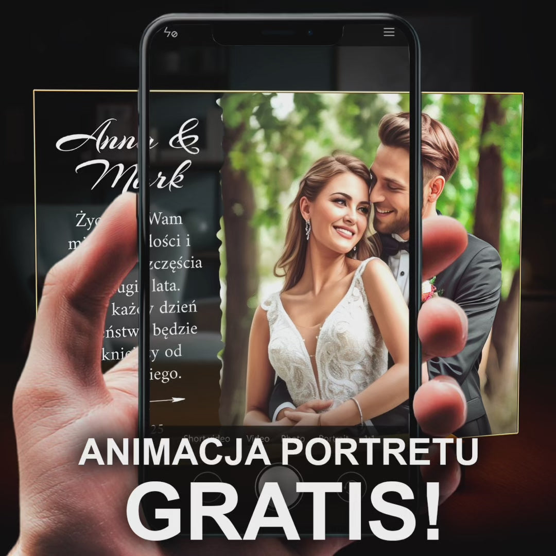 Portret pary nowożeńców - druk na szkle, portret z Twojego zdjęcia