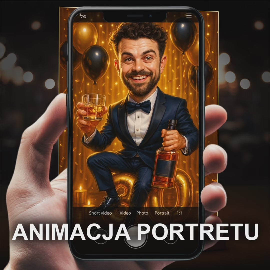 Karykatura urodzinowa na 30. - druk na szkle, portret z Twojego zdjęcia