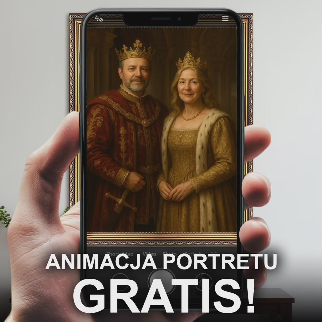 Portret pary w stylu królewskim - obraz na płótnie z Twojego zdjęcia
