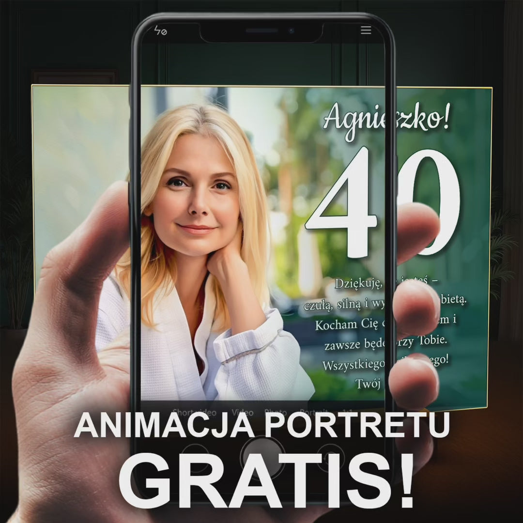 Portret na 40 urodziny - druk na szkle, portret z Twojego zdjęcia