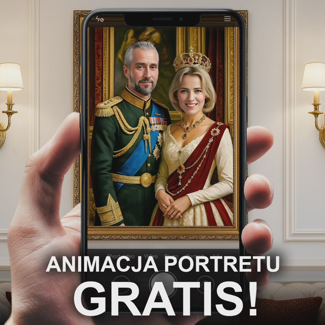 Portret pary w dworskim stylu - obraz na płótnie z Twojego zdjęcia