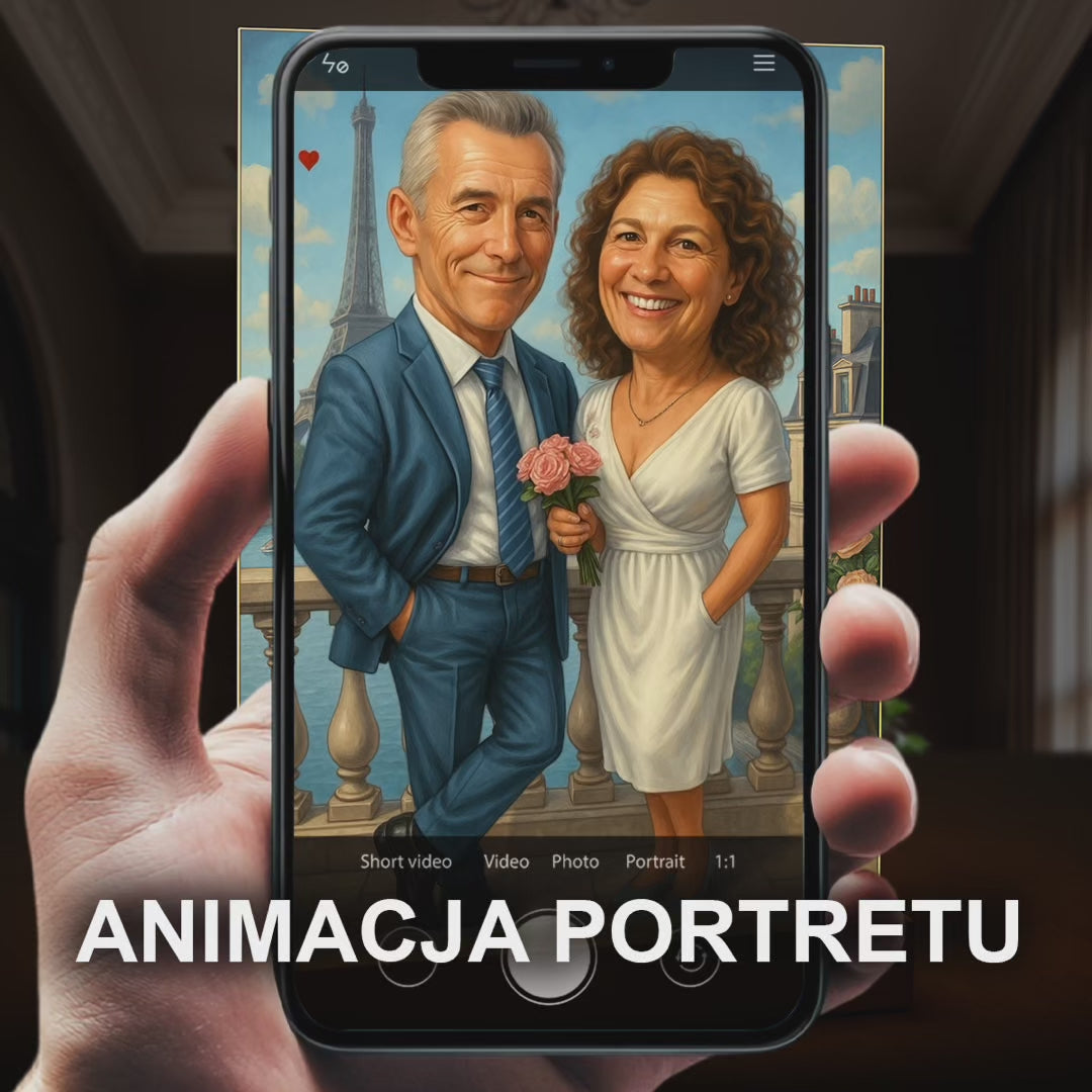 Image of Ilustracja pary małżonków - druk na szkle, portret z Twojego zdjęcia