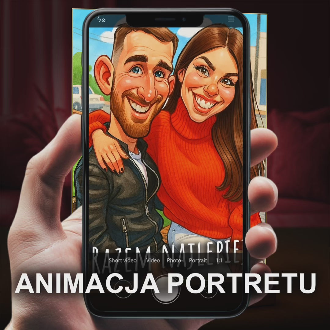 Karykatura zakochanej pary - druk na szkle, portret z Twojego zdjęcia