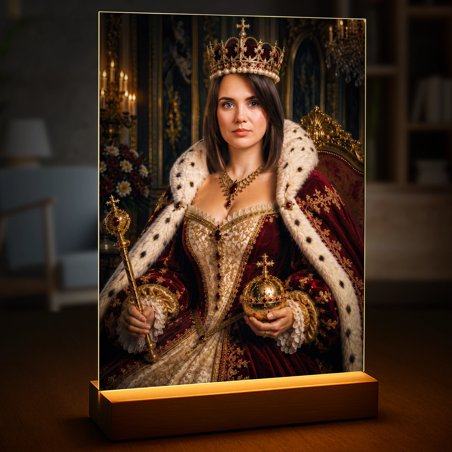Image of Personalizowany portret kobiety jako królowej w koronie - wyjątkowy prezent