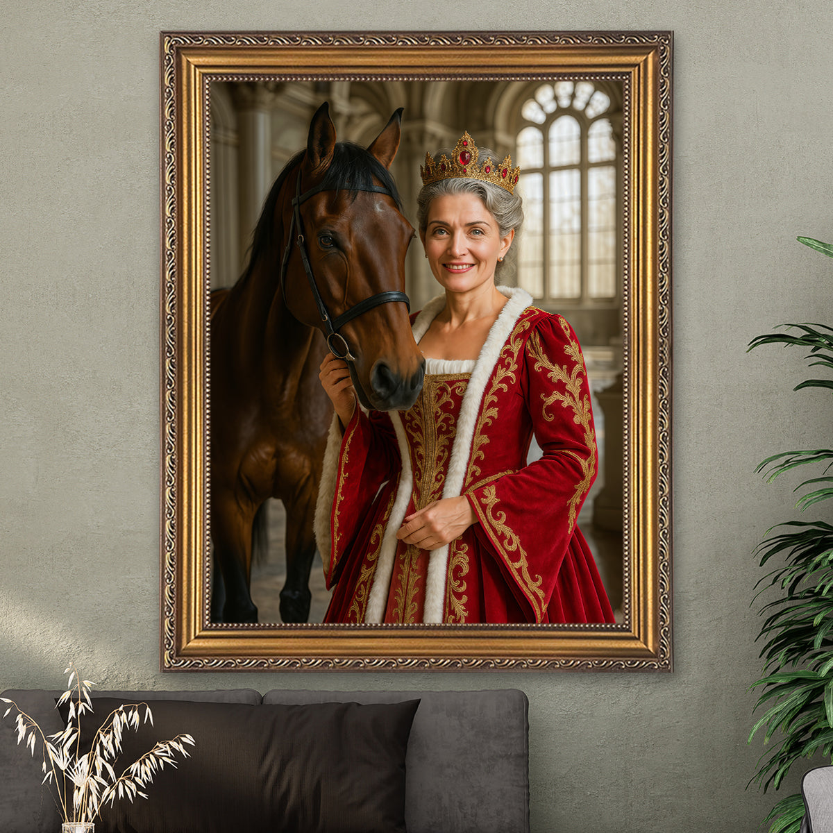 Image of Królowa z koniem - obraz na płótnie z Twojego zdjęcia