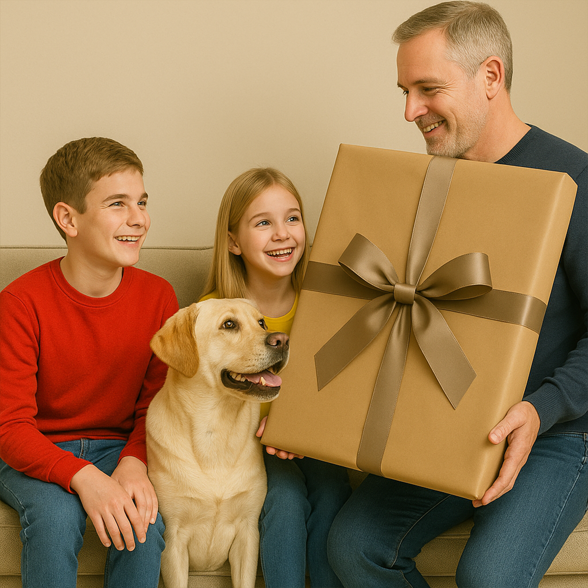 Image of Rodzina z psem - obraz na płótnie z Twojego zdjęcia