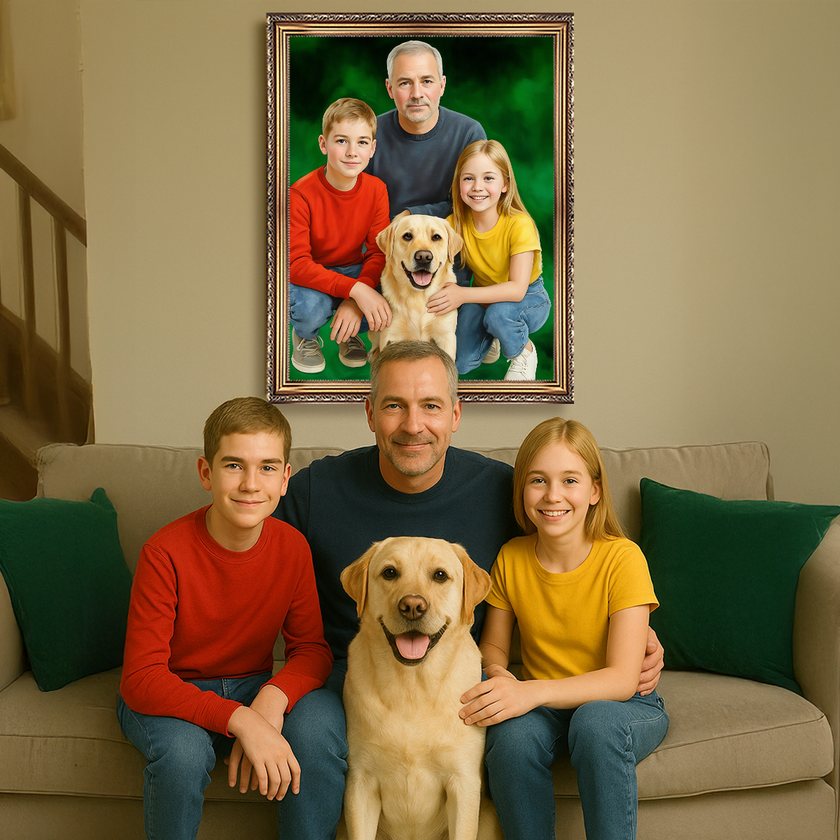 Image of Rodzina z psem - obraz na płótnie z Twojego zdjęcia