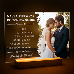 Image of Nasza pierwsza rocznica ślubu - druk na szkle z Twojego zdjęcia