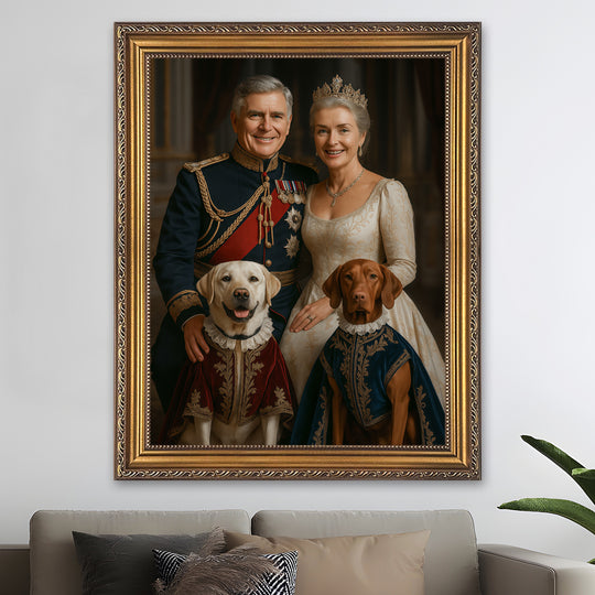 Para królewska z psami - obraz na płótnie z Twojego zdjęcia