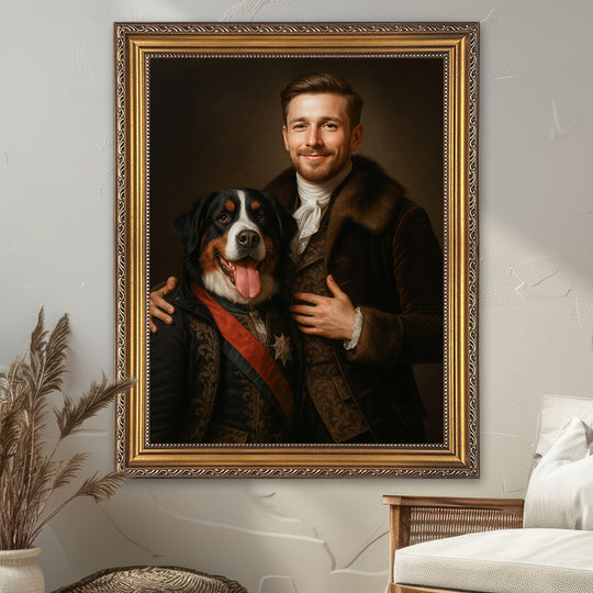 Portret szlachcica z pupilem - obraz na płótnie z Twojego zdjęcia