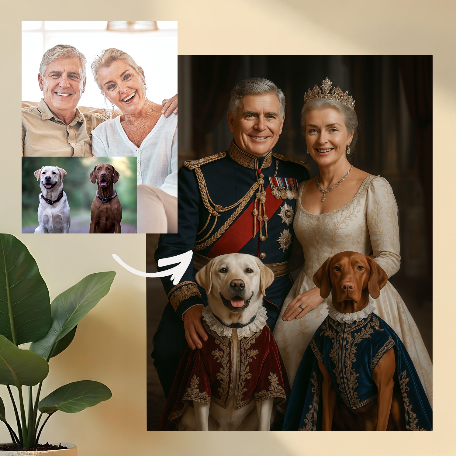 Image of Para królewska z psami - obraz na płótnie z Twojego zdjęcia