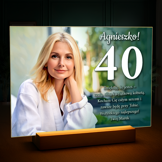 Portret na 40 urodziny - druk na szkle, portret z Twojego zdjęcia