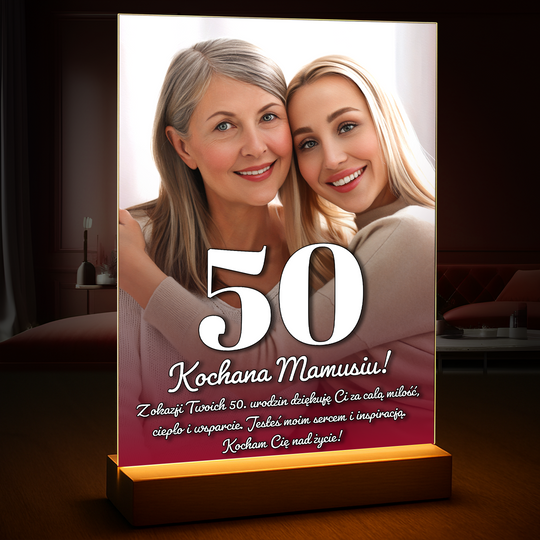 Z okazji 50. mamy - druk na szkle, portret z Twojego zdjęcia
