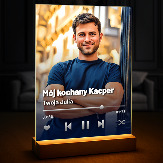 Portret dla niego w stylu Spotify - druk na szkle, portret z Twojego zdjęcia
