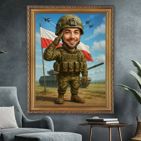 Portret żołnierza polskiego - obraz na płótnie z Twojego zdjęcia
