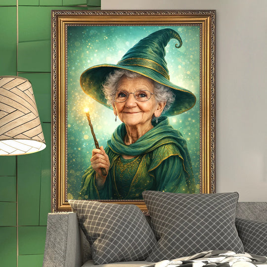 Babcia czarodziejka - obraz na płótnie z Twojego zdjęcia