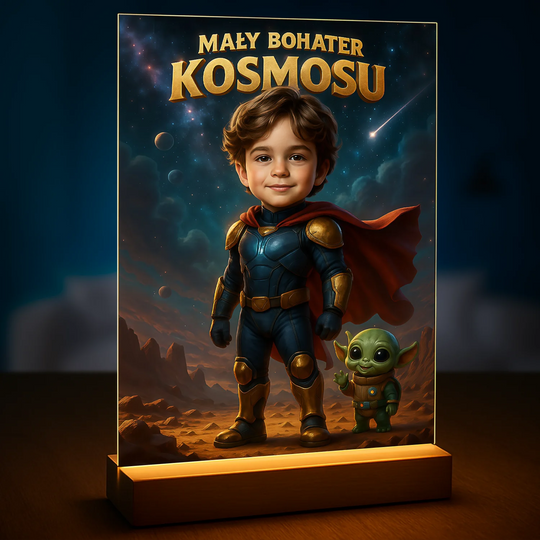Mały bohater kosmosu - druk na szkle, portret z Twojego zdjęcia