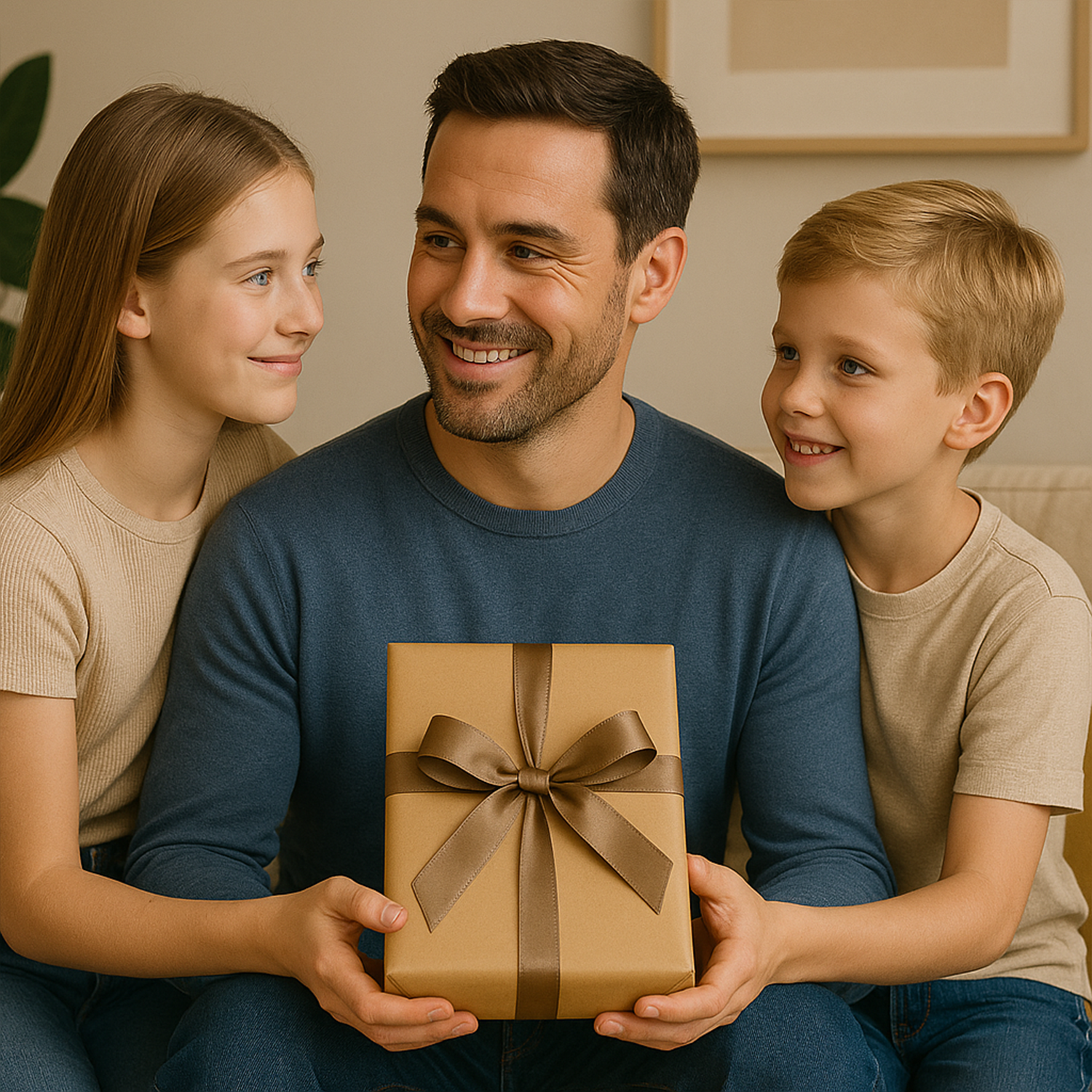 Image of Tata z dziećmi - druk na szkle, portret z Twojego zdjęcia