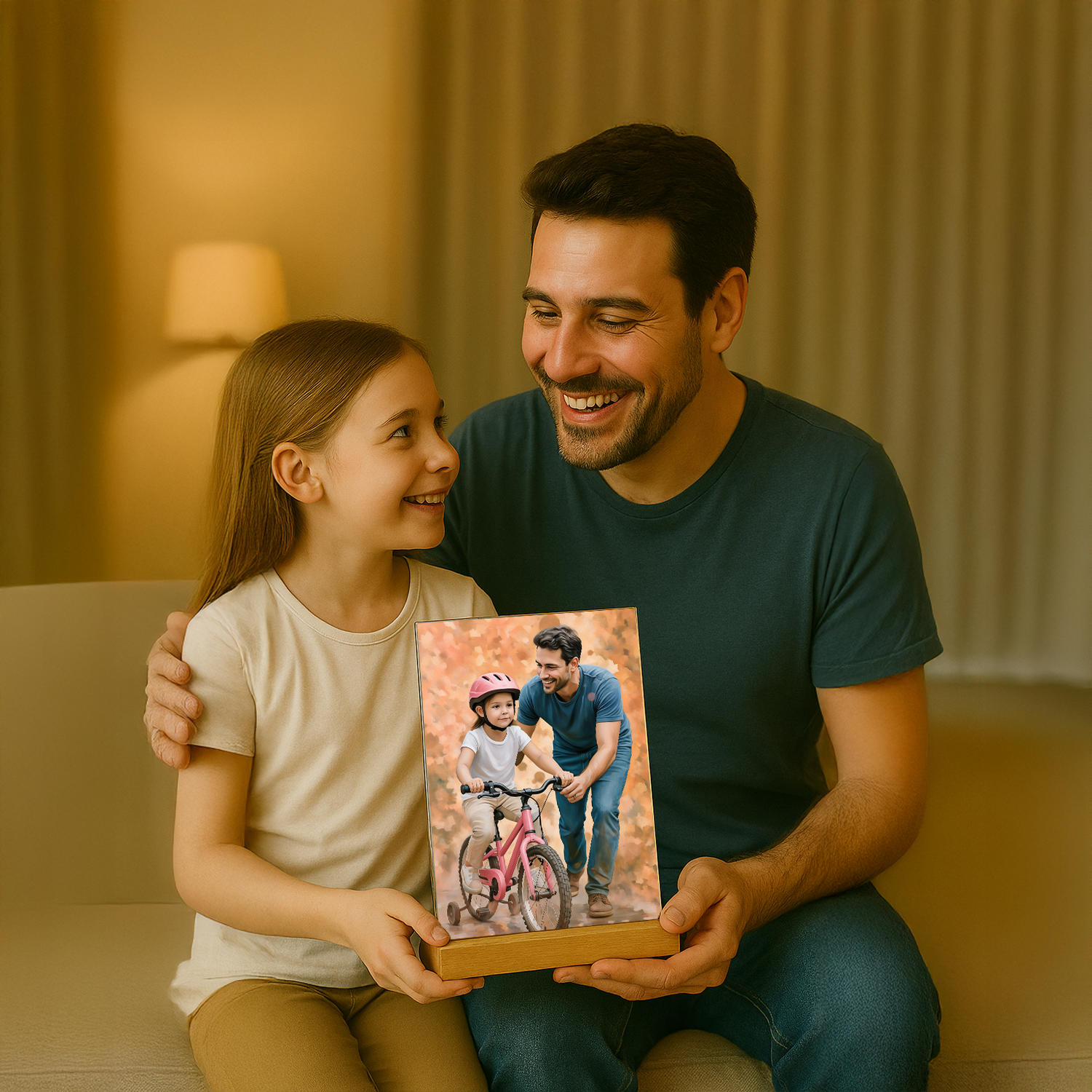 Tata i córka - druk na szkle, portret z Twojego zdjęcia