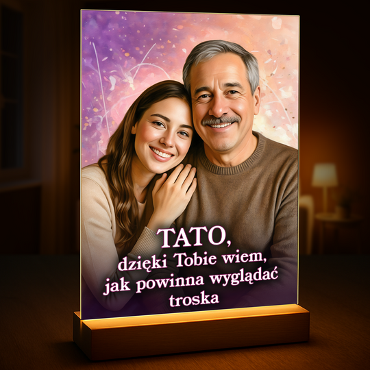 Portret ojca i córki - druk na szkle, portret z Twojego zdjęcia