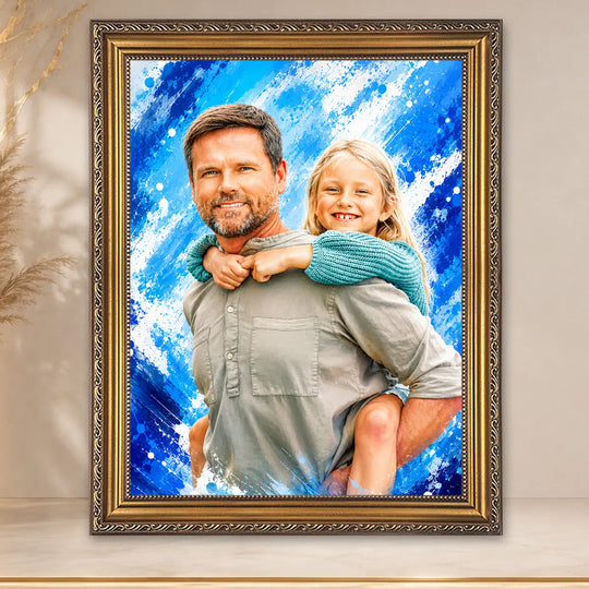 Prezent dla taty na Dzień Ojca – portret na płótnie ze zdjęcia Tata i ja