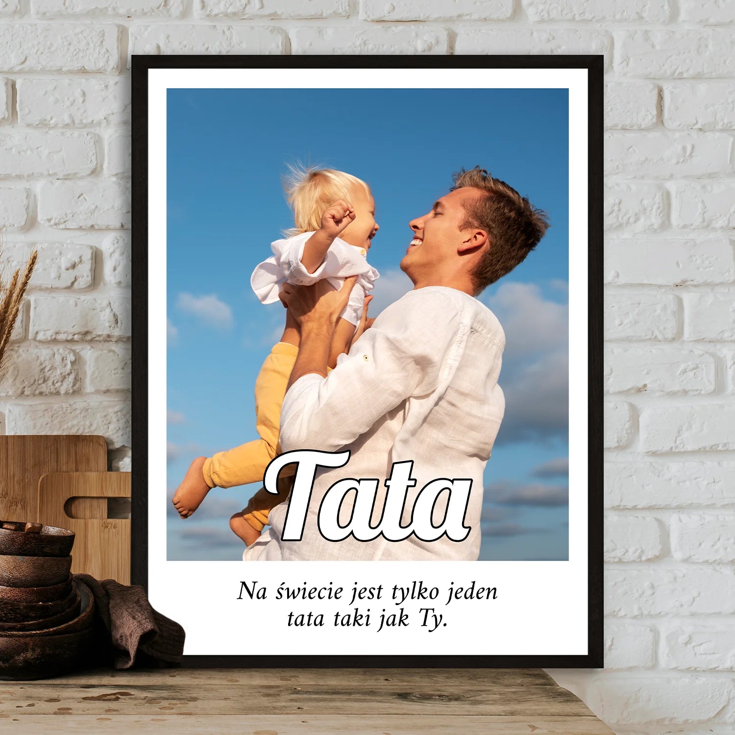 Image of Personalizowany plakat ze zdjęciem taty z dzieckiem i napisem Tata – wzruszający prezent na Dzień Ojca