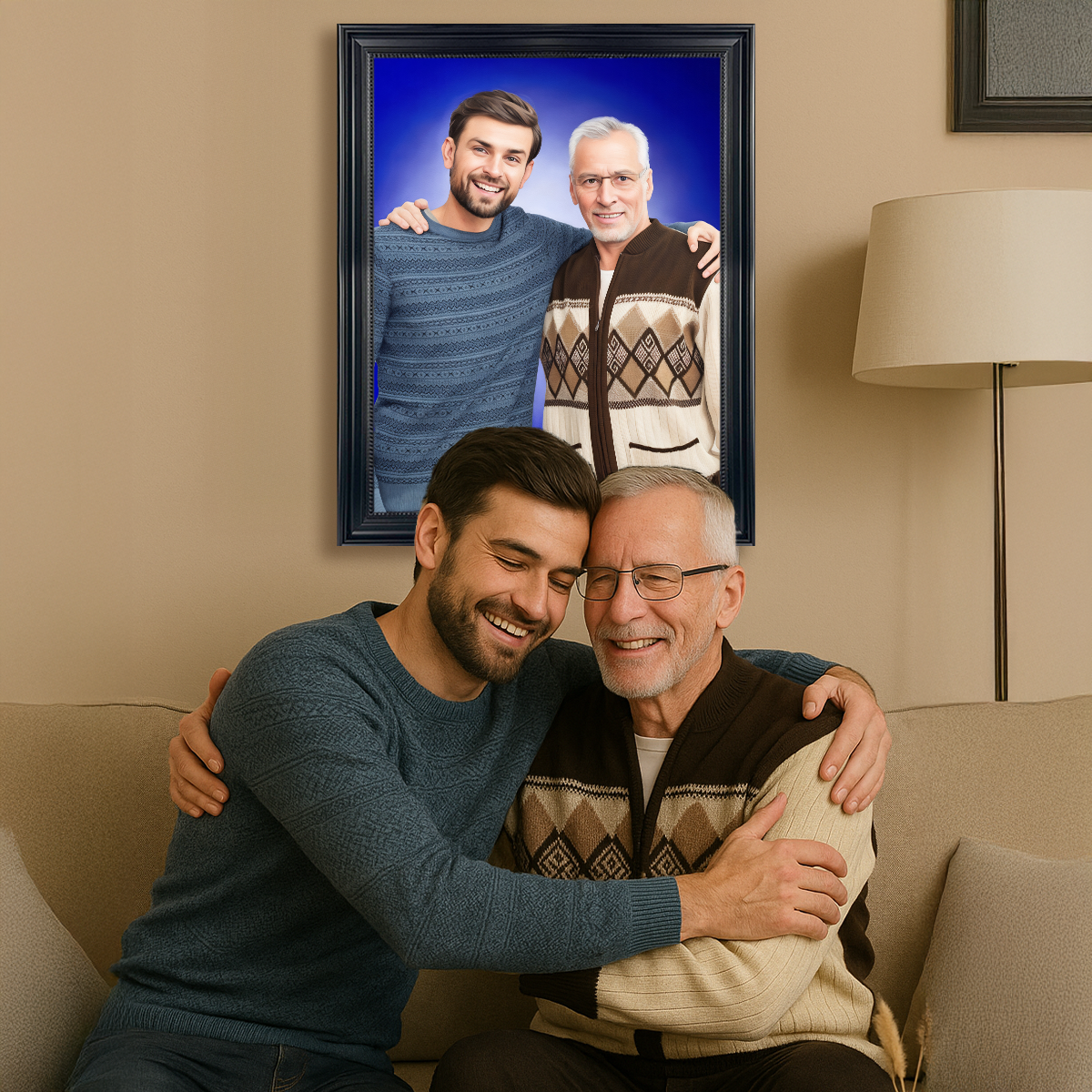 Image of Portret syna z tatą - obraz na płótnie z Twojego zdjęcia