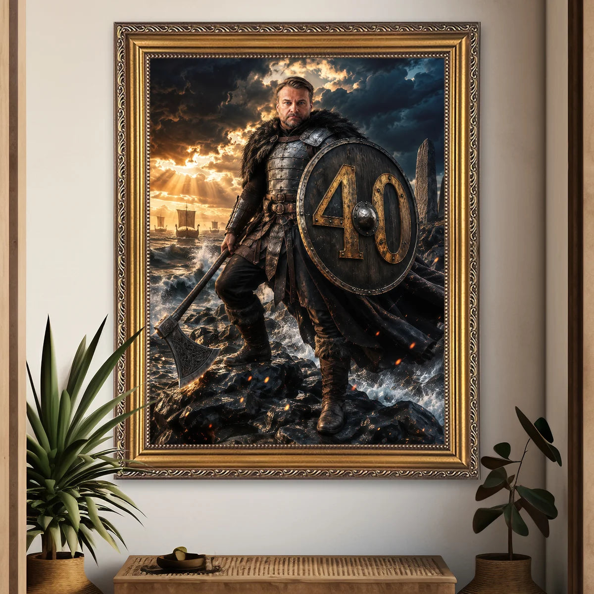 Image of Personalizowany portret Wikinga na 40 urodziny dla mężczyzny ze zdjęcia