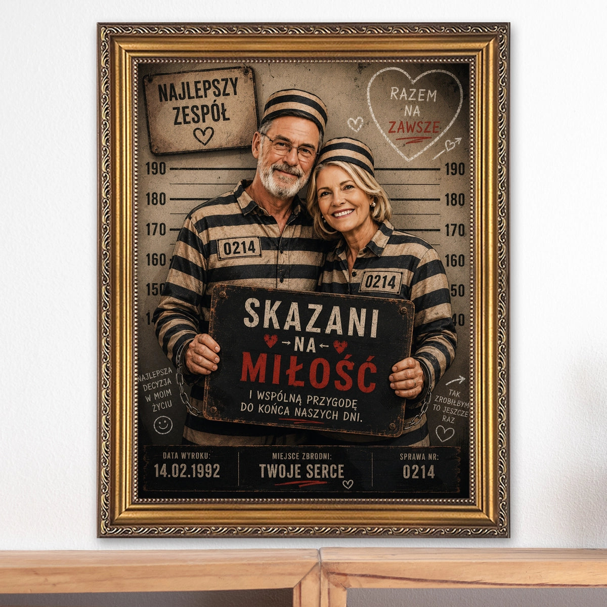 Image of Personalizowany obraz Skazani na miłość ze zdjęcia pary – zabawny prezent na rocznicę lub ślub