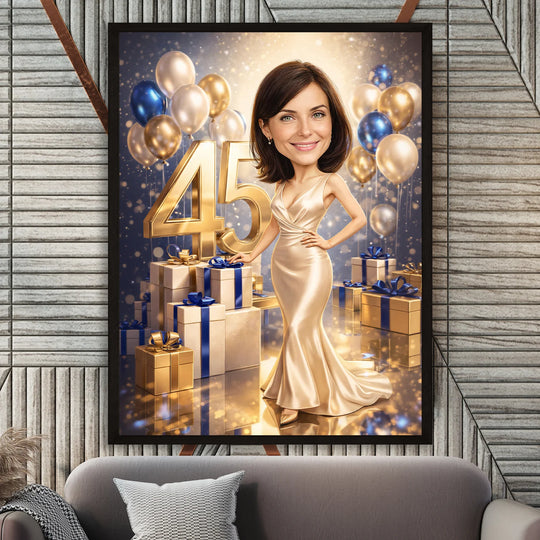 Jej 45 urodziny - plakat, personalizowany prezent na 45 urodziny