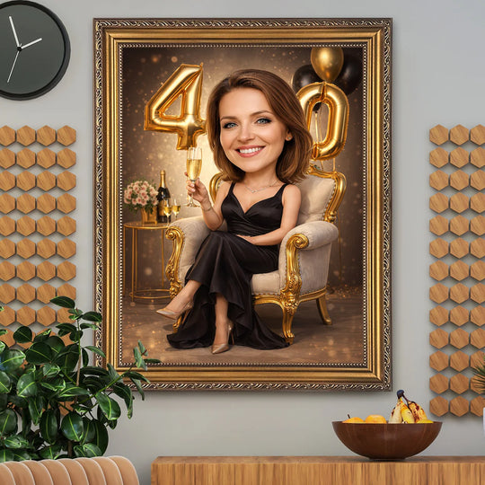 Jej portret na 40. - obraz na płótnie, personalizowany prezent na 40. urodziny