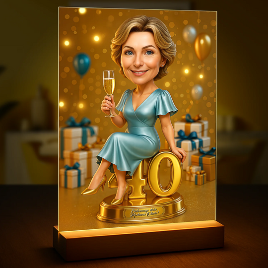 Jej ilustracja na 40. - druk na szkle, portret z Twojego zdjęcia