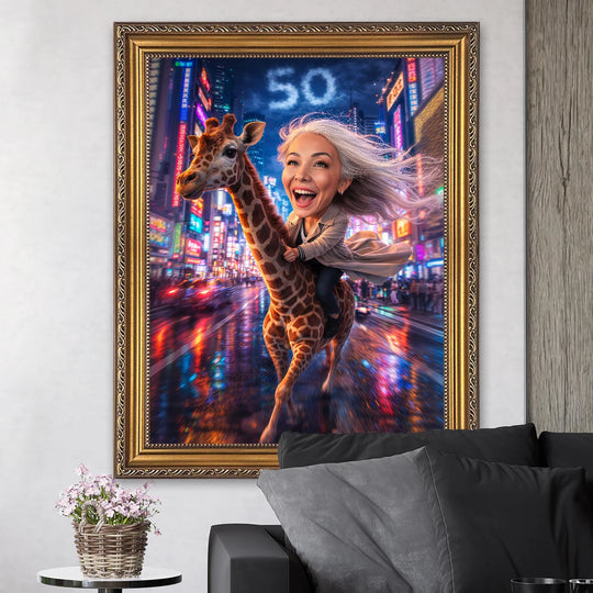 Szalona przejażdżka na 50. urodziny - obraz na płótnie, personalizowany prezent na 50. urodziny