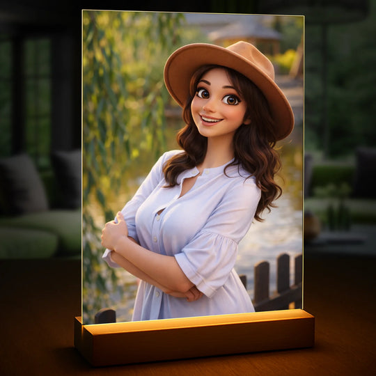 Portret kobiety w stylu bajkowym - druk na szkle, personalizowany prezent na urodziny