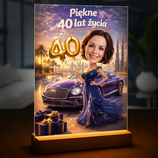 Piękne 40 lat życia - druk na szkle, personalizowany prezent na 40. urodziny