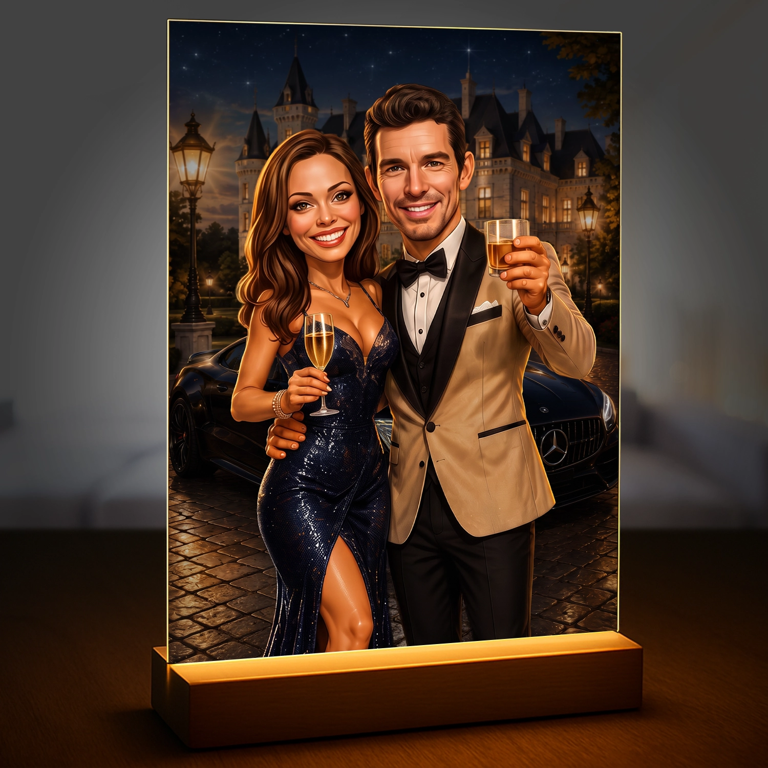 Image of wymalujchwile.pl – portret pary w stylu glamour na szkle – prezent dla pary ze zdjęcia