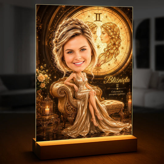 Prezent dla niej na urodziny - portret ze zdjęcia na szkle Kobieta spod znaku Bliźniąt
