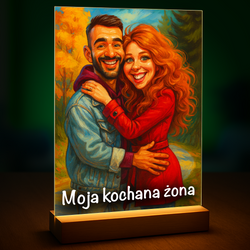 Image of Portret w karykaturalnym stylu dla żony - druk na szkle, portret z Twojego zdjęcia